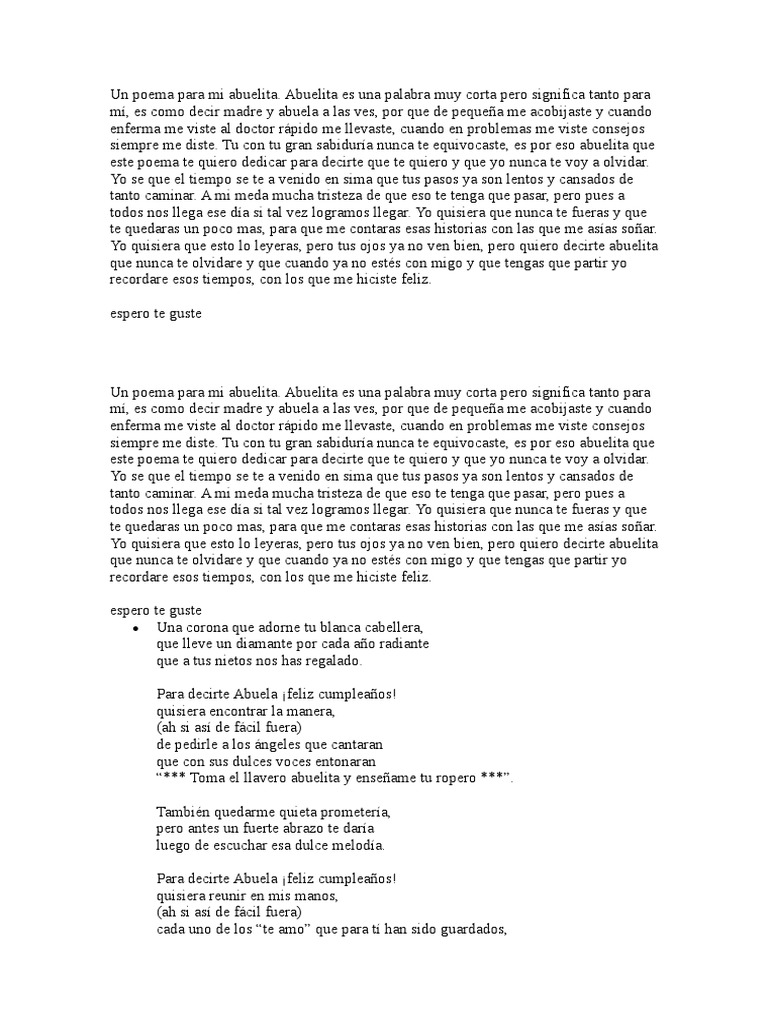 Un Poema Para Mi Abuelita Amor un poema para mi abuelita amor