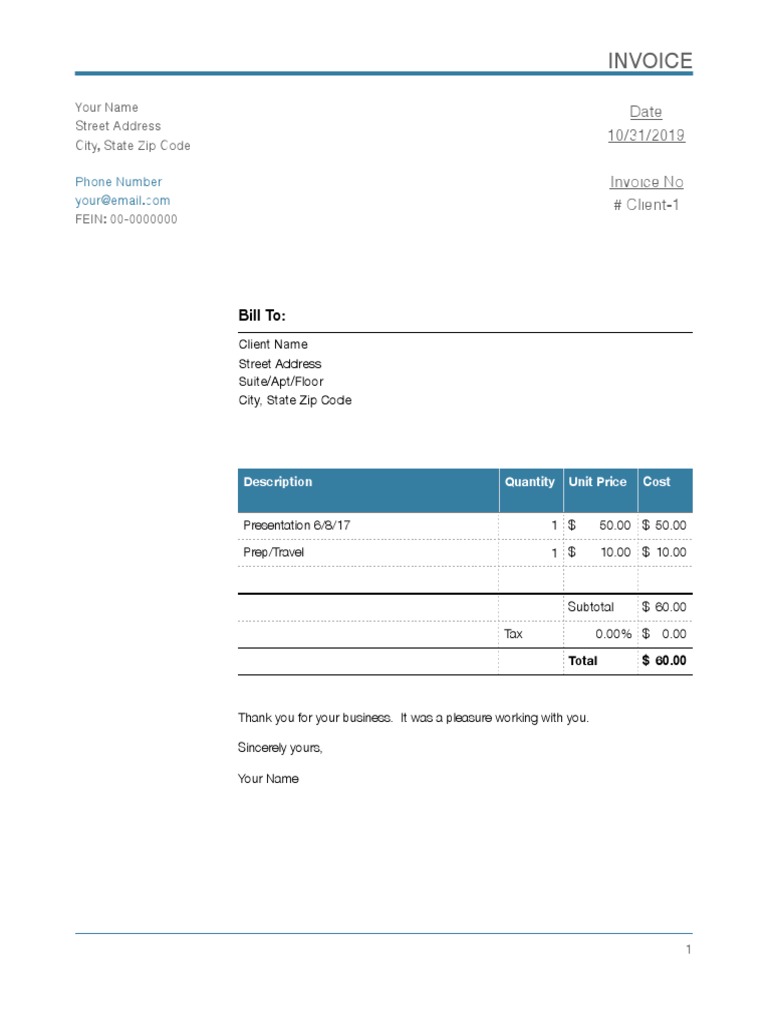 Sample Invoice Template | PDF