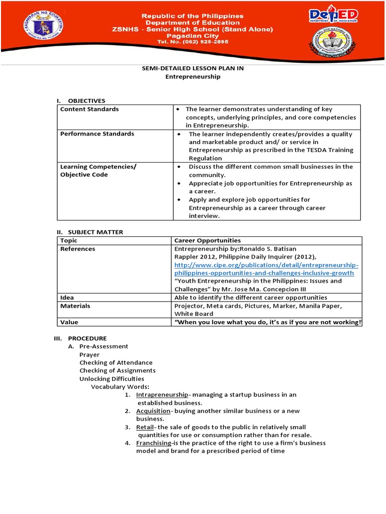 Lesson Plan Demo | PDF | Franchising | Retail