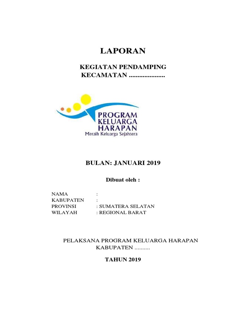 Contoh Laporan Bulanan Tahun 2019