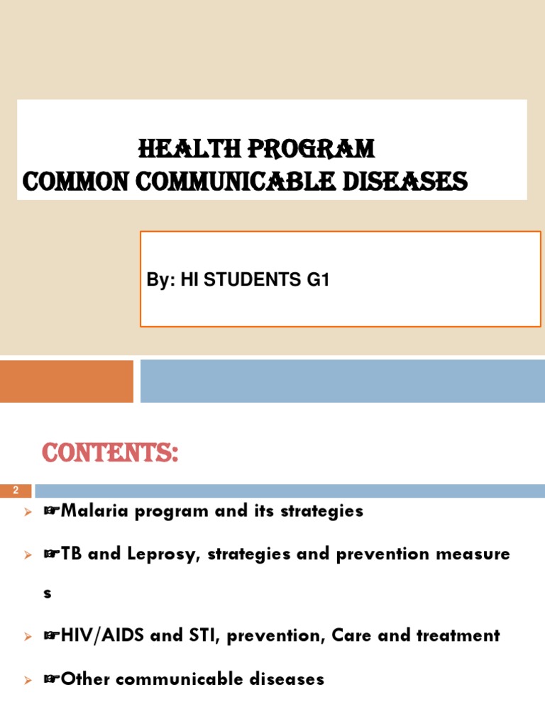 Health Program Common Communicable Diseases: By: Hi Students G1 | PDF ...