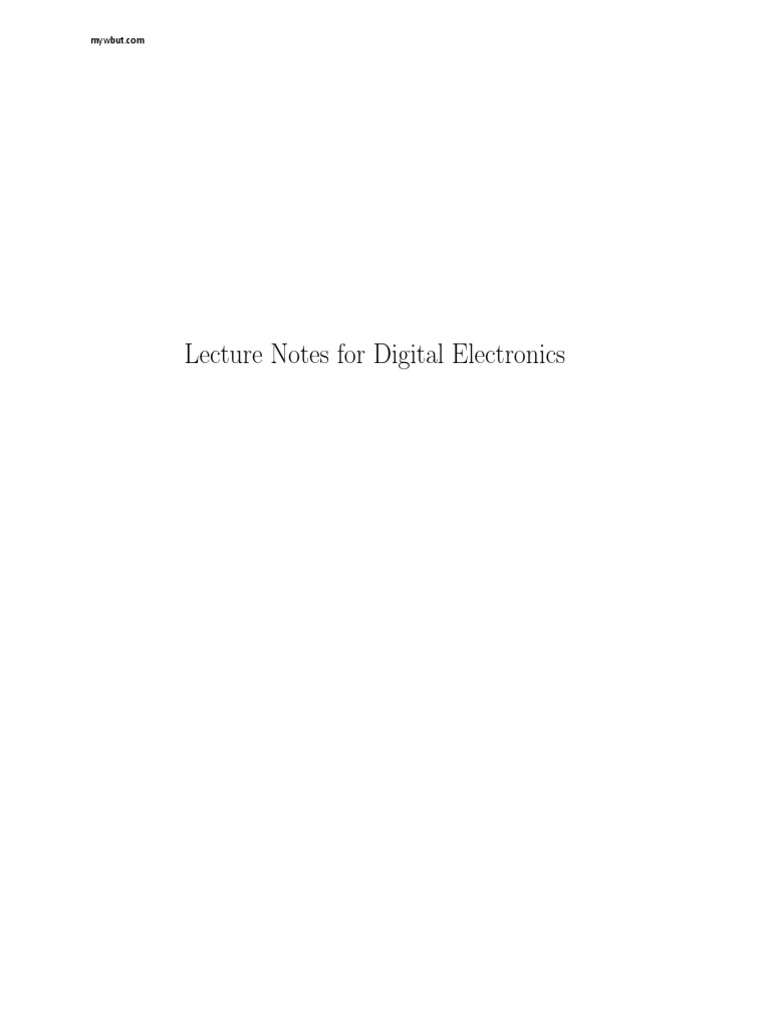 Lecture Notes For Digital Electronics PDF Analog To Digital