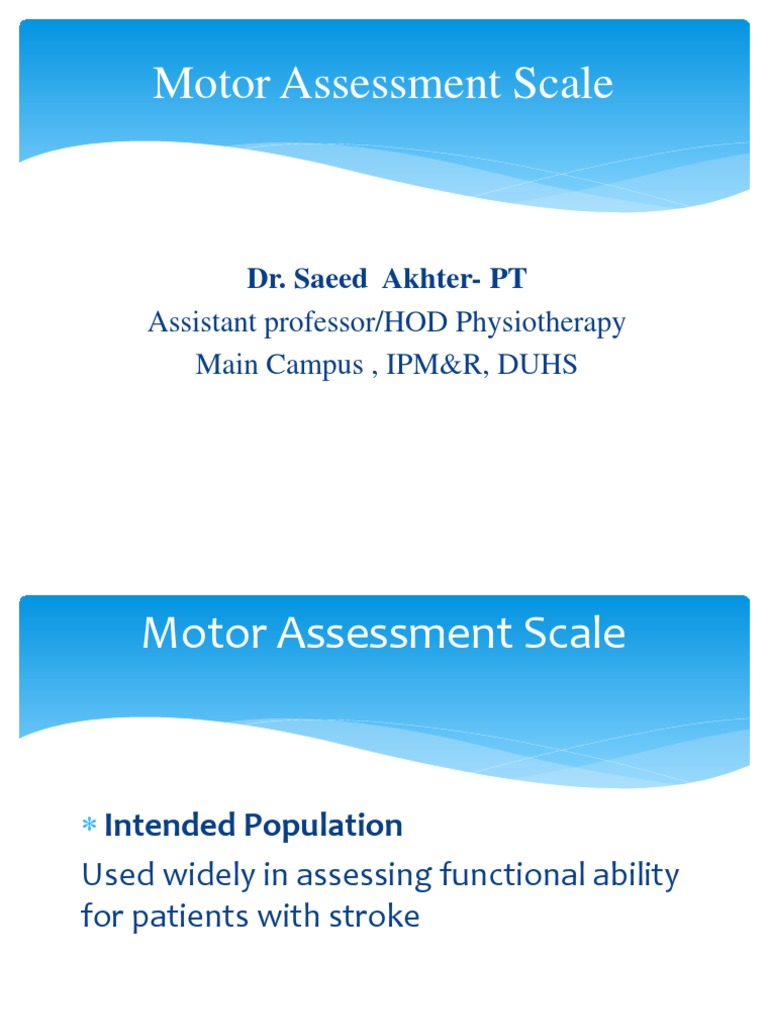 Motor Assessment Scale for Stroke Evaluation | PDF | Anatomical Terms ...