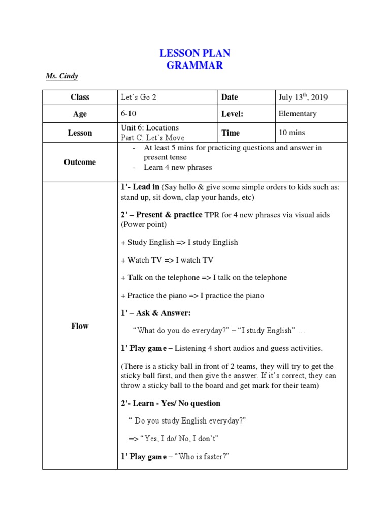 Lesson Plan Grammar | PDF | Lesson Plan | Semiotics