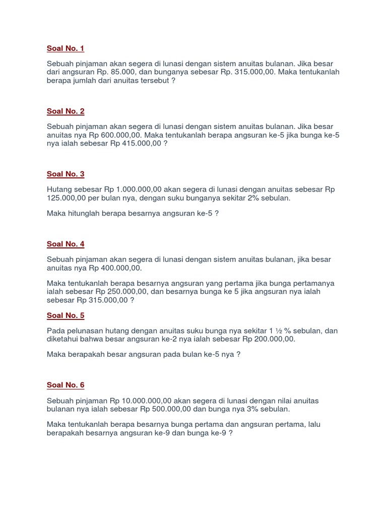 20++ Contoh Soal Anuitas Kelas 11 - Kumpulan Contoh Soal