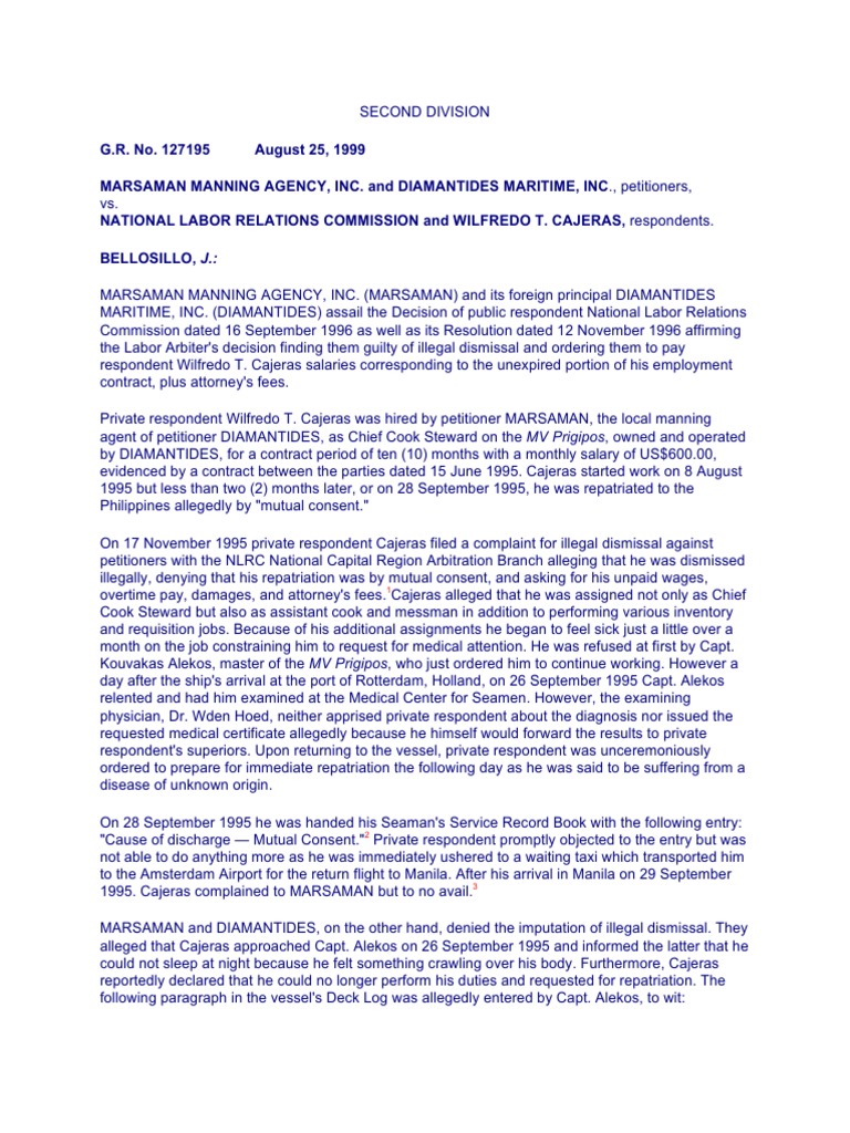 1 - Marsaman Manning Agency vs. NLRC | PDF | Attorney's Fee | Employment