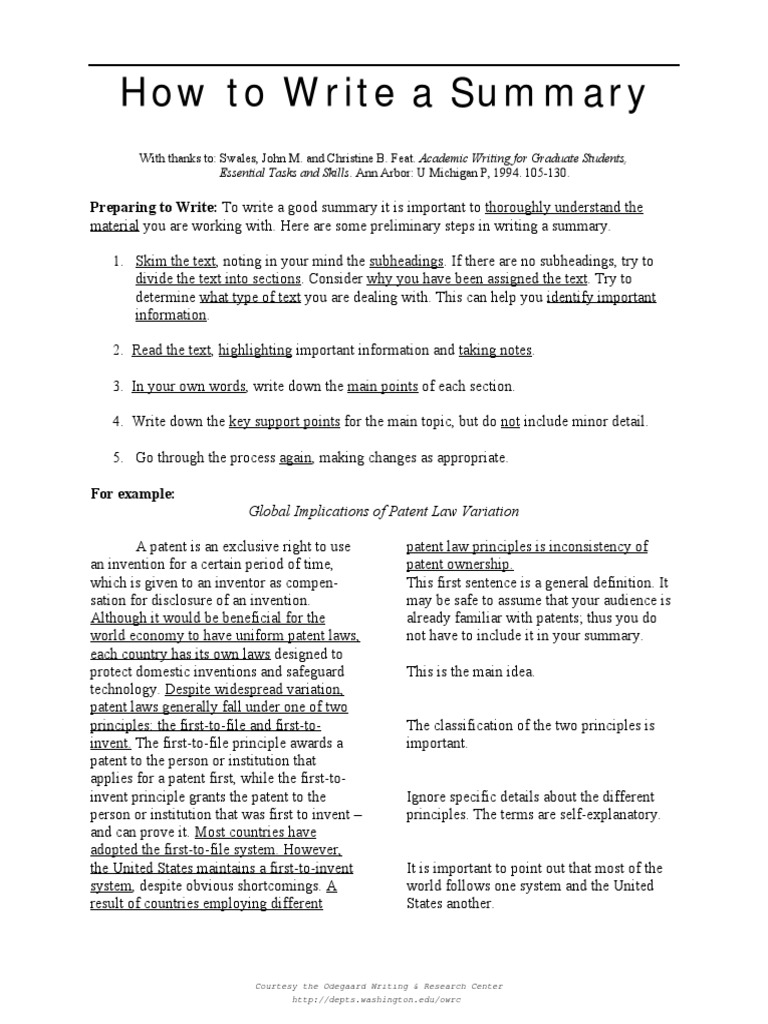 How To Write A Summary PDF | PDF | Law