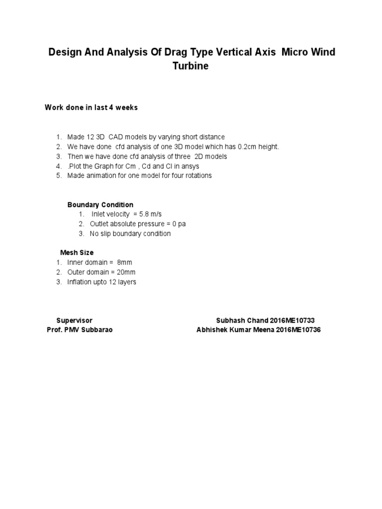 CFD Analysis of Micro Wind Turbine | PDF | Science & Mathematics ...