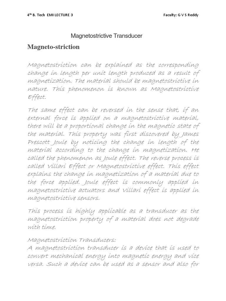 Magneto-Striction: Magnetostrictive Transducer | PDF | Chemical Product ...