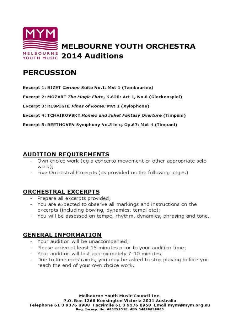 2014 Audition Excerpts MYO Percussion Timpani PDF PDF Orchestras