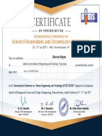 Certificate: Science Engineering and Technology (ICSET-2K19)