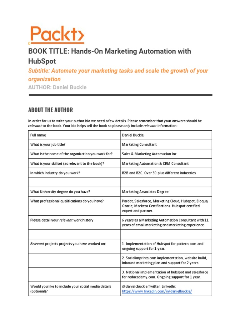 HandsOn Marketing Automation With HubSpot V1.0 Outline PDF