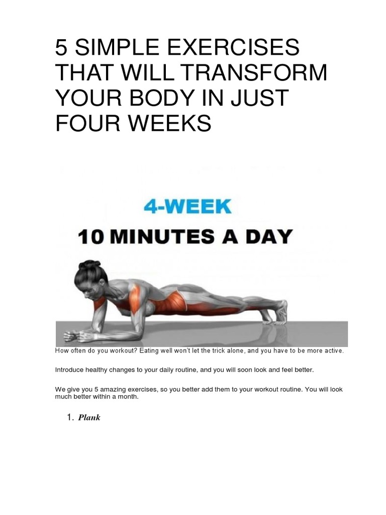 5 Simple Exercises That Will Transform Your Body in Just Four Weeks ...