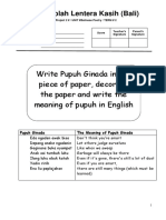 Write Pupuh Ginada in The Piece of Paper, Decorate The Paper and Write The Meaning of Pupuh in English