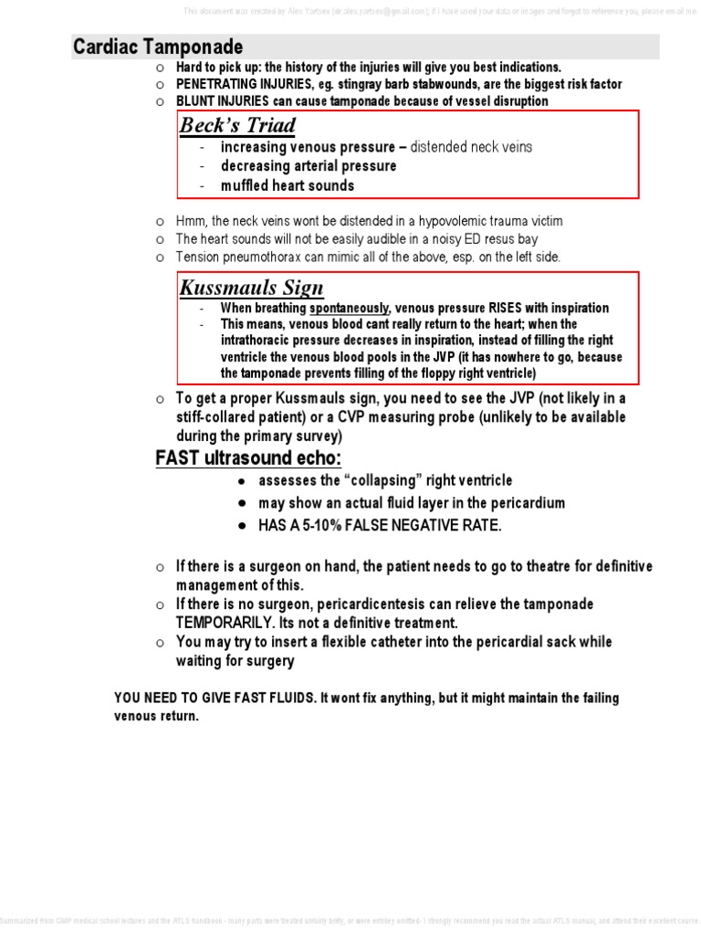 Beck's Triad: Cardiac Tamponade | PDF | Vein | Heart