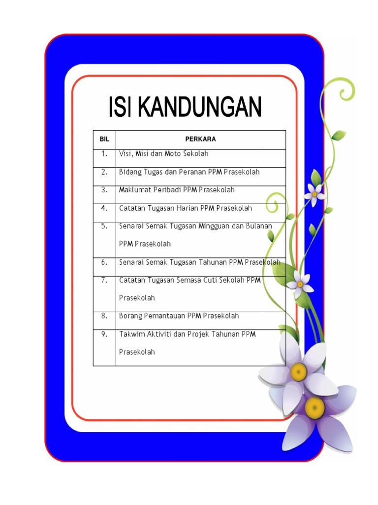 Buku Rekod Tugasan Ppm Prasekolah