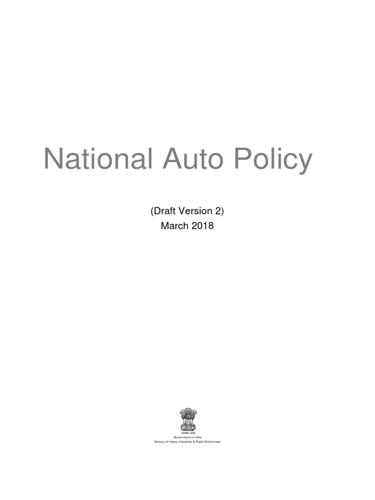 Draft National Auto Policy 2018 | PDF | Car | Economic Growth