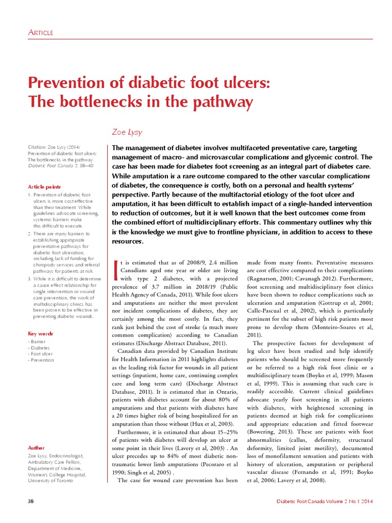 Prevention of Diabetic Foot Ulcers The Bottlenecks in The Pathway | PDF ...