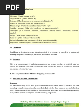 Marketing Brief for Brochure