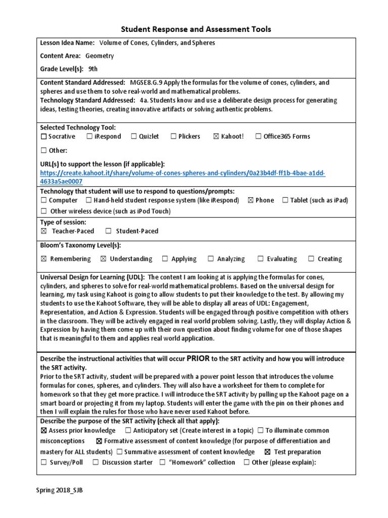 06 Student Response Tools Lesson Idea Template | PDF | Educational ...