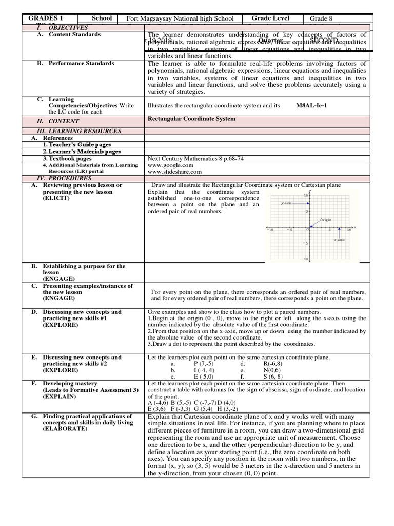 Lesson Plan for Exam Week: Grade 8 Math | PDF | Variable (Mathematics ...