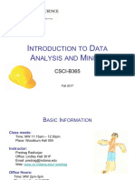 Introduction To Data Analysis and Mining