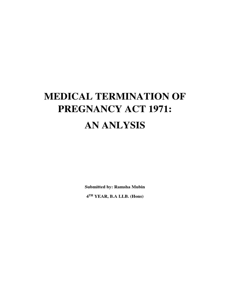 Medical Termination of Pregnancy Act 1971 PDF Reproductive Rights