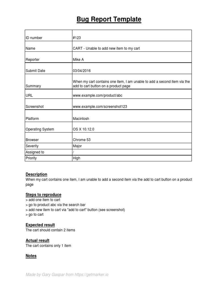 Bug Report Template | PDF