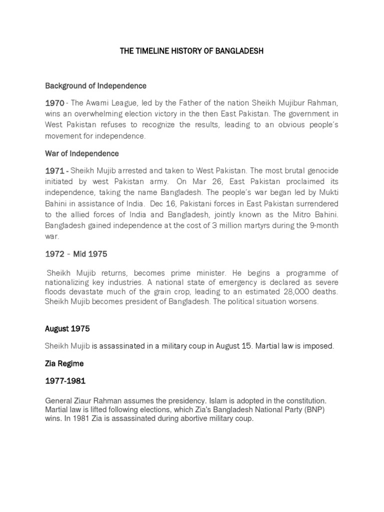 Bangladesh Independence Timeline History | PDF | Bangladesh | South Asia