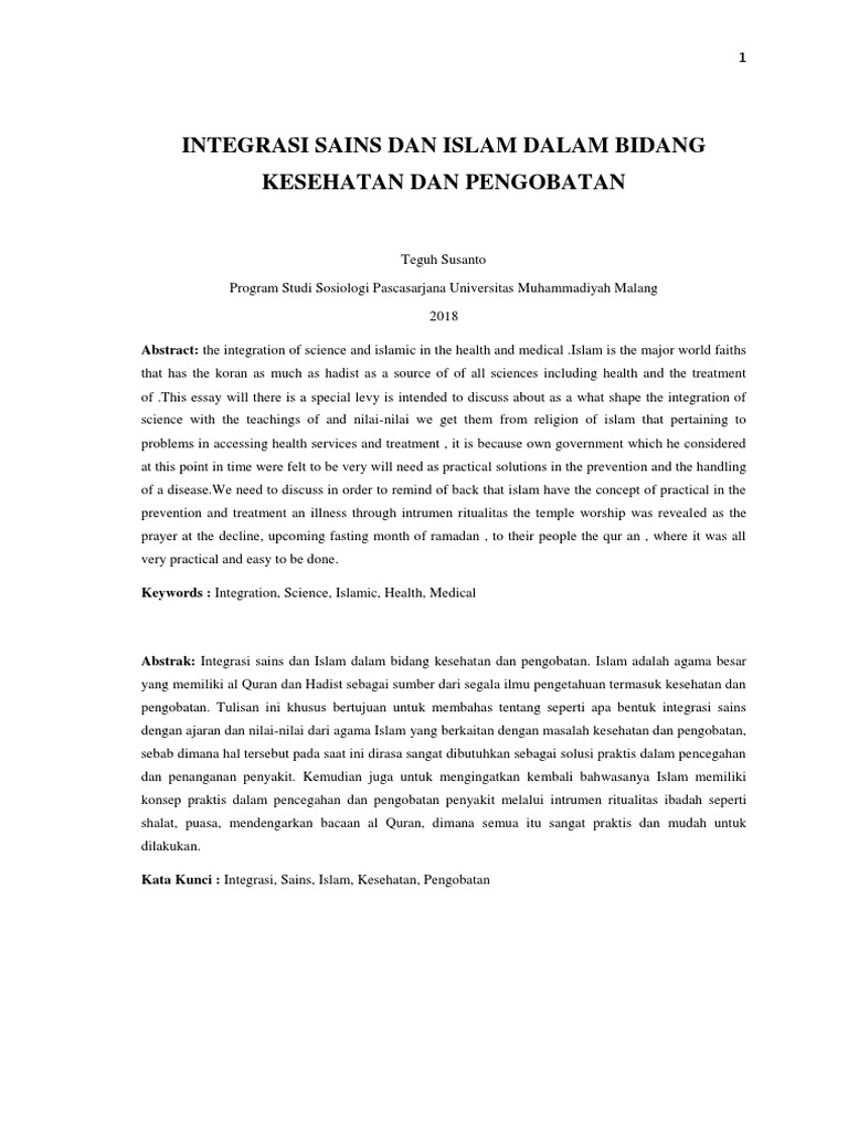 Integrasi Islam dan Sains dalam Kesehatan | PDF