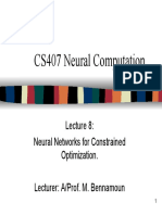 CS407 Neural Computation: Neural Networks For Constrained Optimization. Lecturer: A/Prof. M. Bennamoun