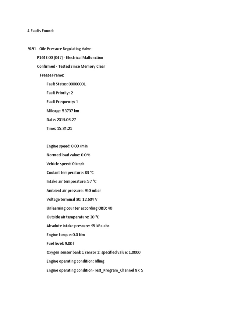 Vehicle Fault Codes Report | PDF | Celsius | Fuel Economy In Automobiles