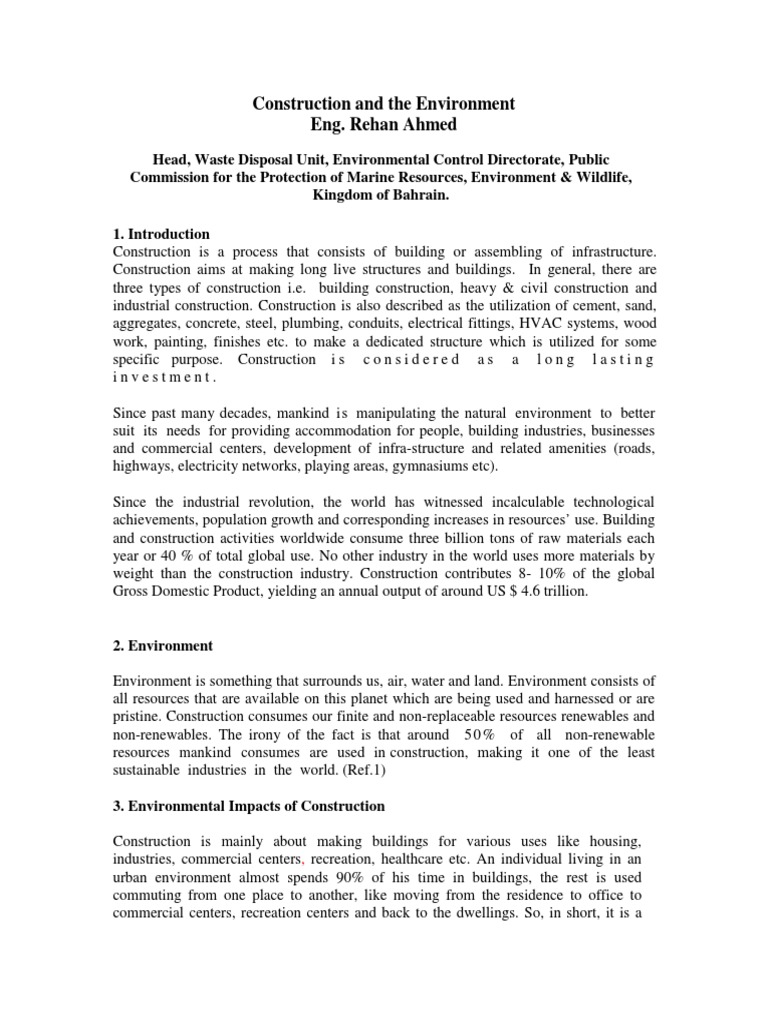 Environmental Impact of Construction | PDF | Green Building ...