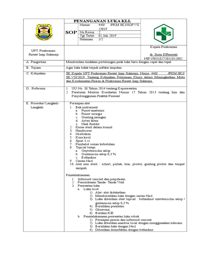 Penanganan Luka KLL | PDF