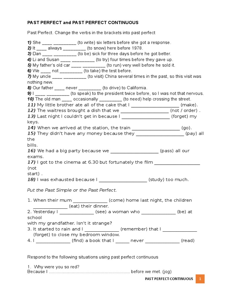 Past Perfect and Past Perfect Continuous | PDF