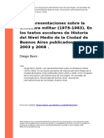Diego Born (2009). Las Representaciones Sobre La Dictadura Militar (1976-1983). en Los Textos Escolares de Historia Del Nivel Medio de La (..)