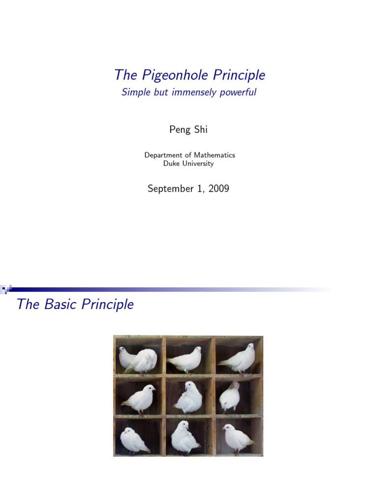 The Pigeonhole Principle: Simple But Immensely Powerful | PDF | Theorem ...