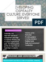 Developing Hospitality Culture