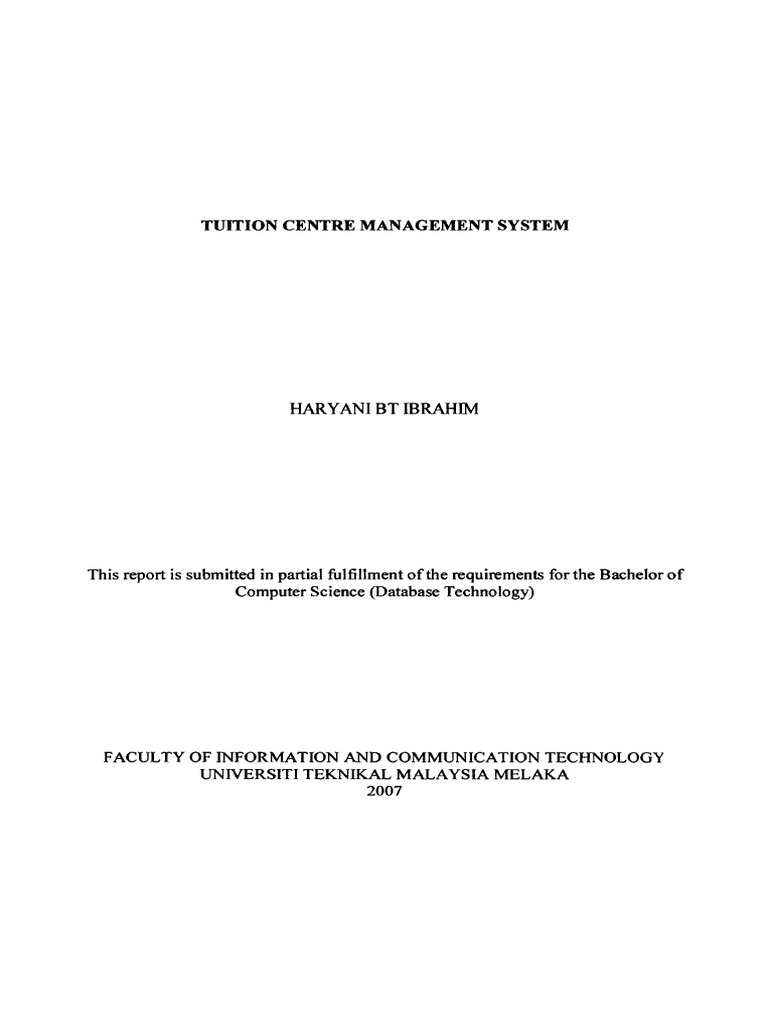 Tuition Centre Management System Overview | PDF