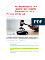 Existe Plazo de Prescripción para Demandar Desalojo Por Ocupante Precario