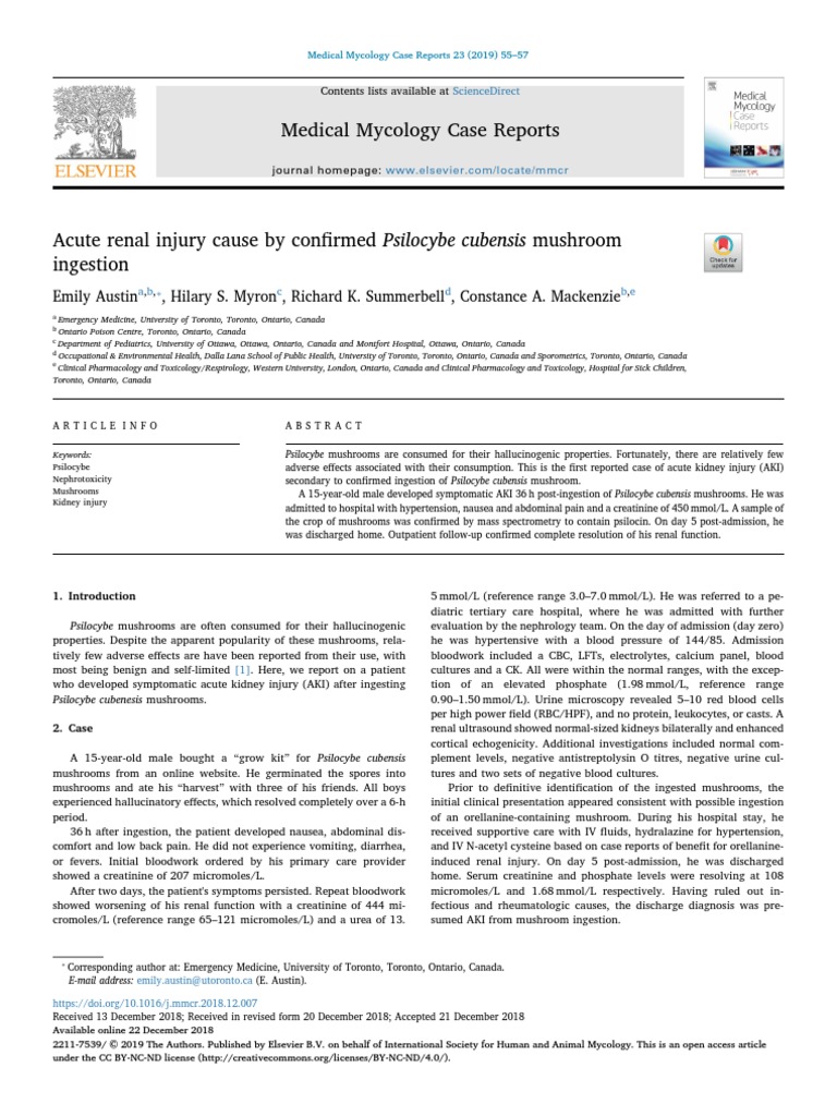 Medical Mycology Case Reports PDF Mass Spectrometry Psilocybin