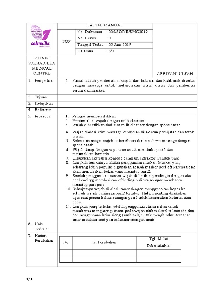 Sop Facial Pdf