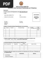 Institute Post Doctoral Fellowship at IIT Madras: Application Form For