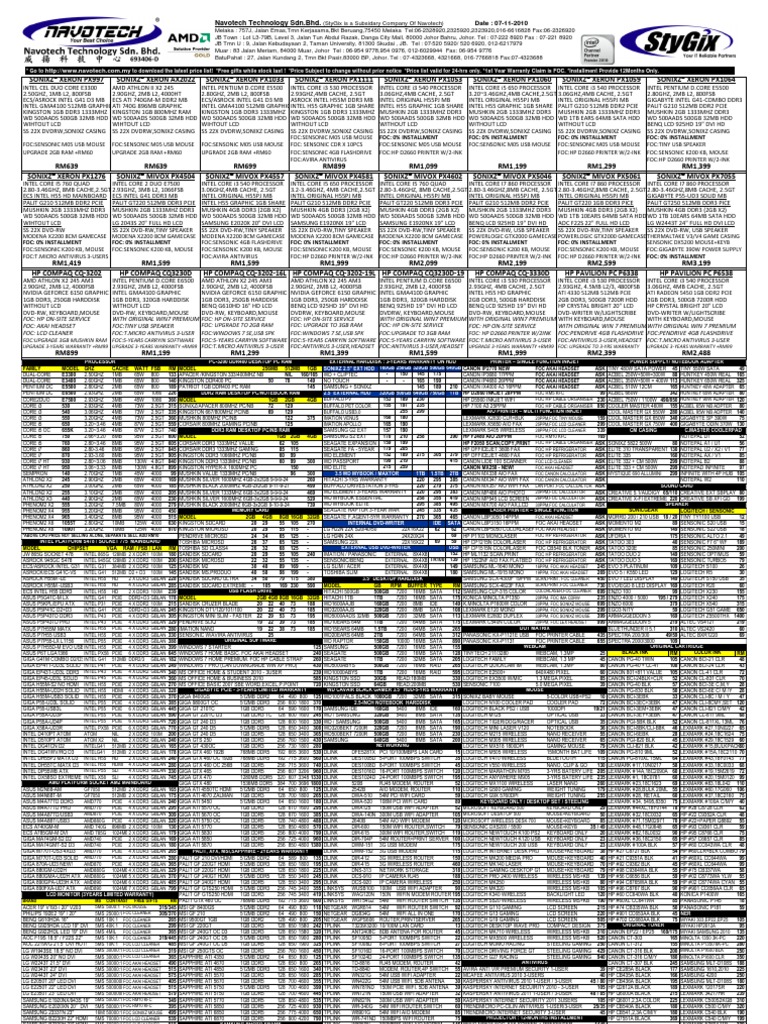 Price List PDF Advanced Micro Devices Computer Hardware
