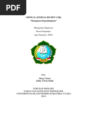 Critical Journal Review Mega Utami Uinsu Medan Manajemen Organisasi Pdf