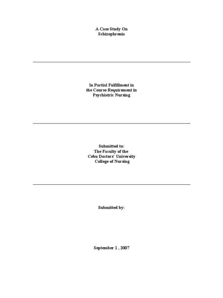 Schizophrenia Case Study Rosa Lee