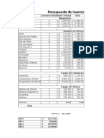 Presupuesto de inversión limpieza oficina