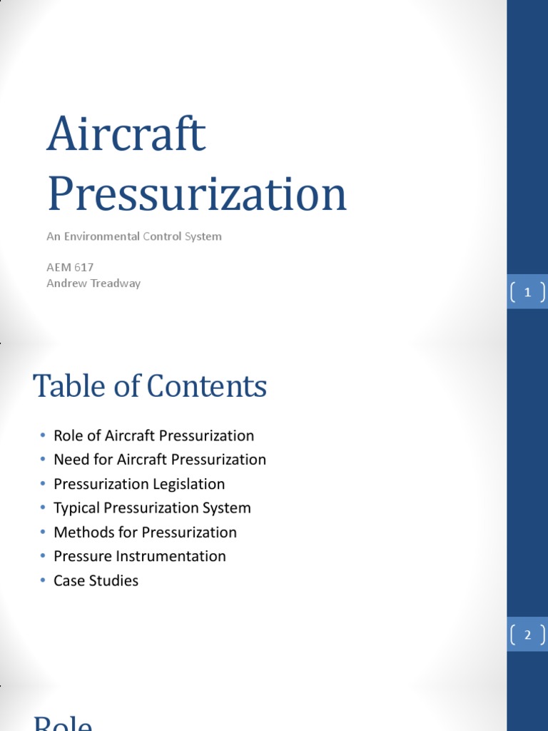 An Overview of Aircraft Pressurization Systems Roles, Needs