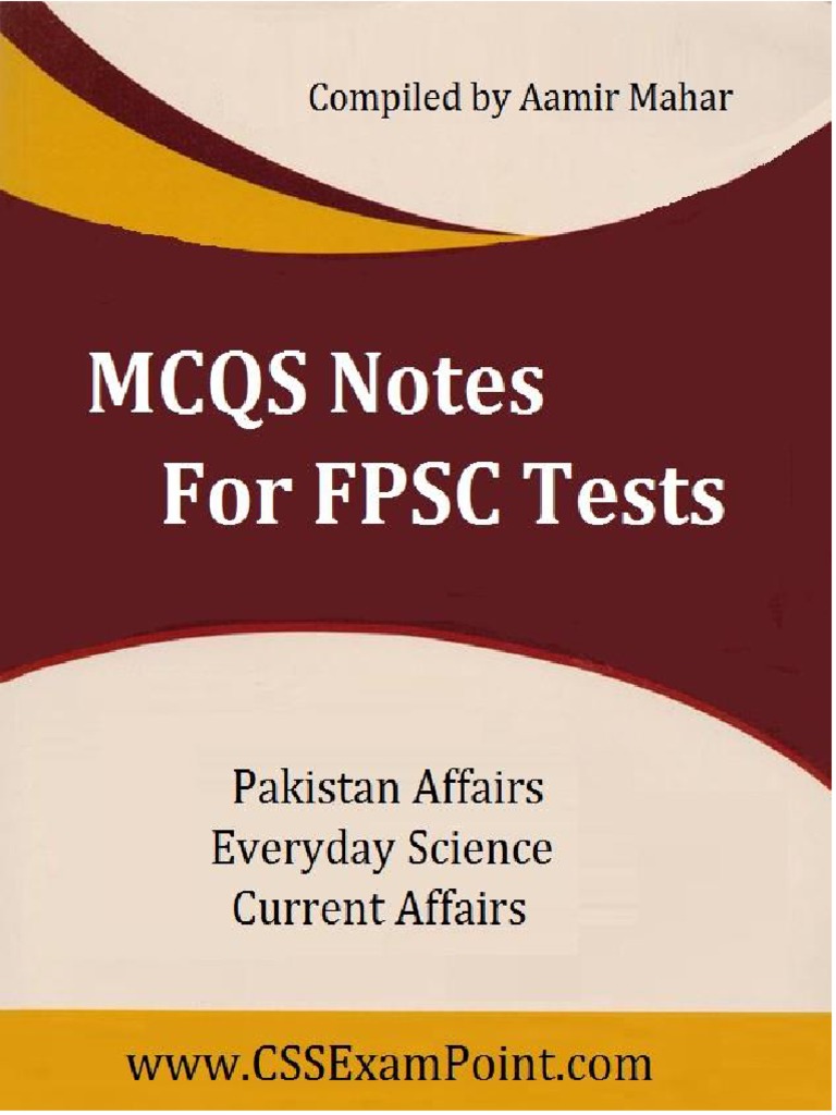 Mcqs Notes For Fpsc Tests Pdf Sindh Pakistan