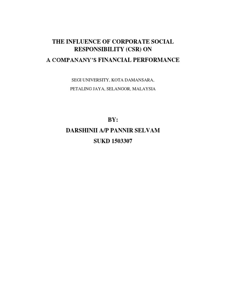 CSR's Impact on Financial Performance | PDF | Corporate Social ...